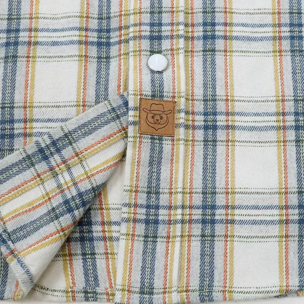 Dubinik® Flannel Shirt for Men Western Cowboy Pearl Snap Shirts for Men Long Sleeve Vintage Buttons Down Plaid Shirt