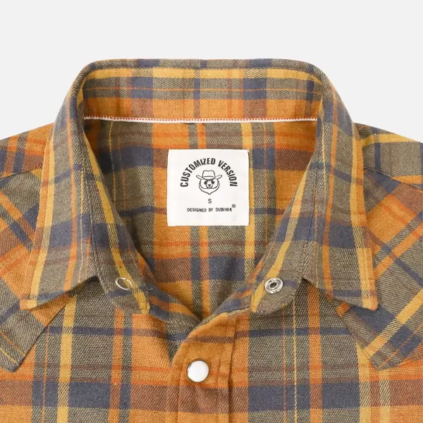 Dubinik® Flannel Shirt for Men Western Cowboy Pearl Snap Shirts for Men Long Sleeve Vintage Buttons Down Plaid Shirt