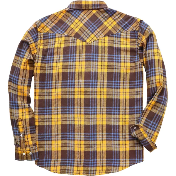 Dubinik® Flannel Shirt for Men Western Cowboy Pearl Snap Shirts for Men Long Sleeve Vintage Buttons Down Plaid Shirt