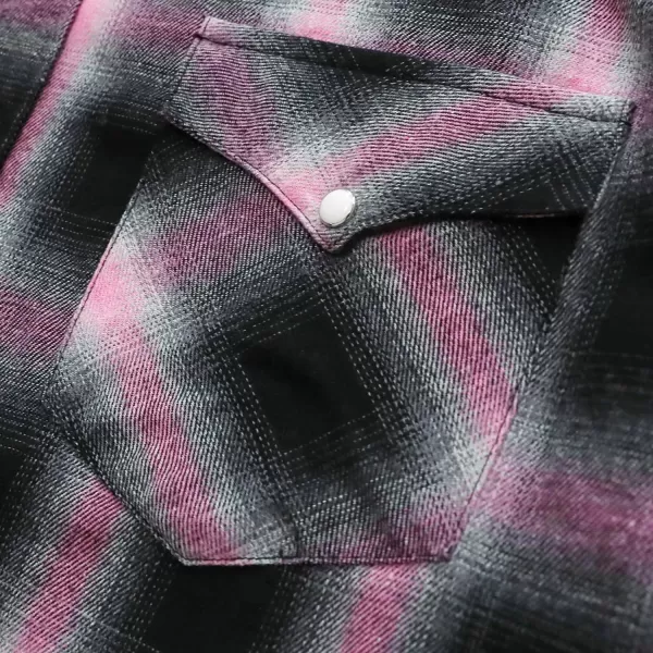 Dubinik® Flannel Shirt for Men Western Cowboy Pearl Snap Shirts for Men Long Sleeve Vintage Buttons Down Plaid Shirt