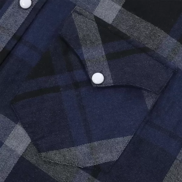 Dubinik® Flannel Shirt for Men Western Cowboy Pearl Snap Shirts for Men Long Sleeve Vintage Buttons Down Plaid Shirt