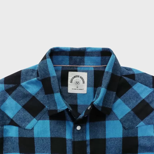 Dubinik® Flannel Shirt for Men Western Cowboy Pearl Snap Shirts for Men Long Sleeve Vintage Buttons Down Plaid Shirt