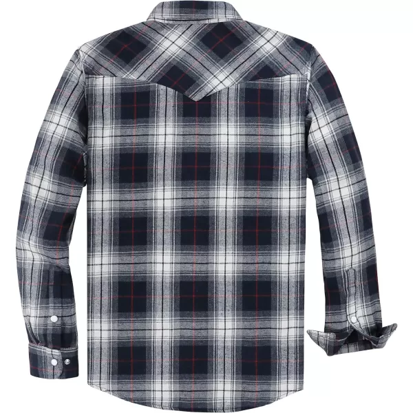 Dubinik® Flannel Shirt for Men Western Cowboy Pearl Snap Shirts for Men Long Sleeve Vintage Buttons Down Plaid Shirt