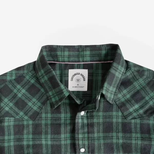 Dubinik® Flannel Shirt for Men Western Cowboy Pearl Snap Shirts for Men Long Sleeve Vintage Buttons Down Plaid Shirt