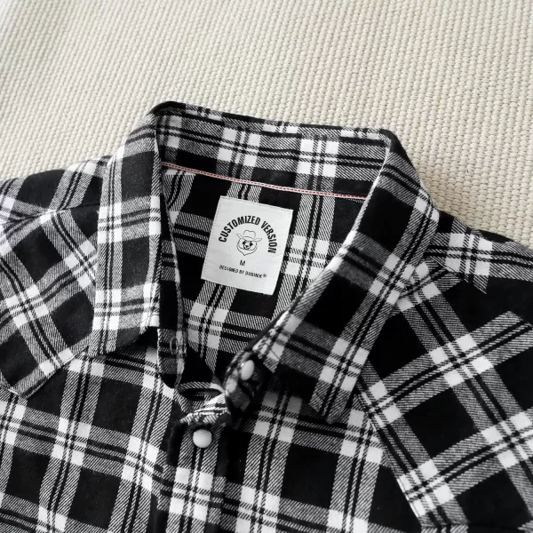 Dubinik® Flannel Shirt for Men Western Cowboy Pearl Snap Shirts for Men Long Sleeve Vintage Buttons Down Plaid Shirt