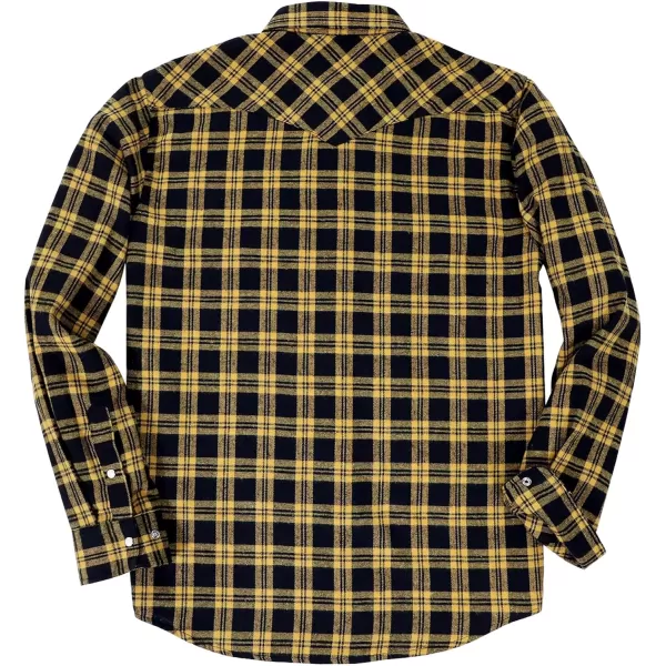 Dubinik® Flannel Shirt for Men Western Cowboy Pearl Snap Shirts for Men Long Sleeve Vintage Buttons Down Plaid Shirt