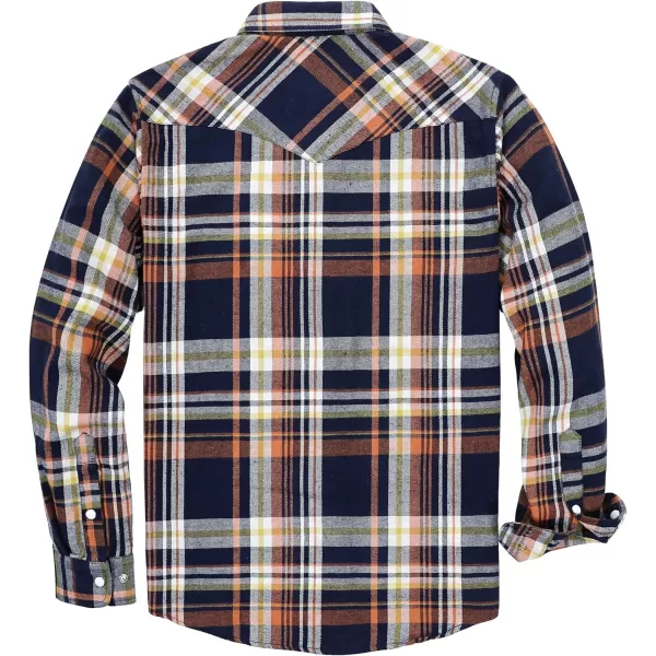 Dubinik® Flannel Shirt for Men Western Cowboy Pearl Snap Shirts for Men Long Sleeve Vintage Buttons Down Plaid Shirt