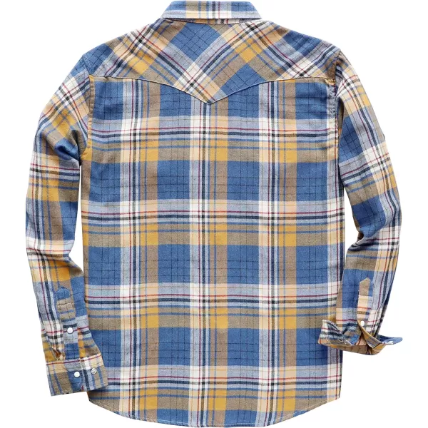 Dubinik® Flannel Shirt for Men Western Cowboy Pearl Snap Shirts for Men Long Sleeve Vintage Buttons Down Plaid Shirt