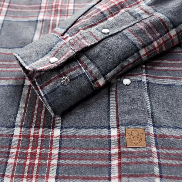 Dubinik® Flannel Shirt for Men Western Cowboy Pearl Snap Shirts for Men Long Sleeve Vintage Buttons Down Plaid Shirt