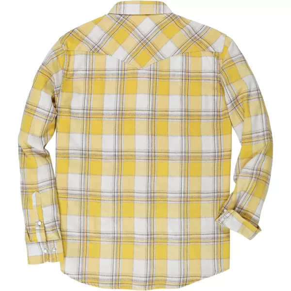 Dubinik® Flannel Shirt for Men Western Cowboy Pearl Snap Shirts for Men Long Sleeve Vintage Buttons Down Plaid Shirt