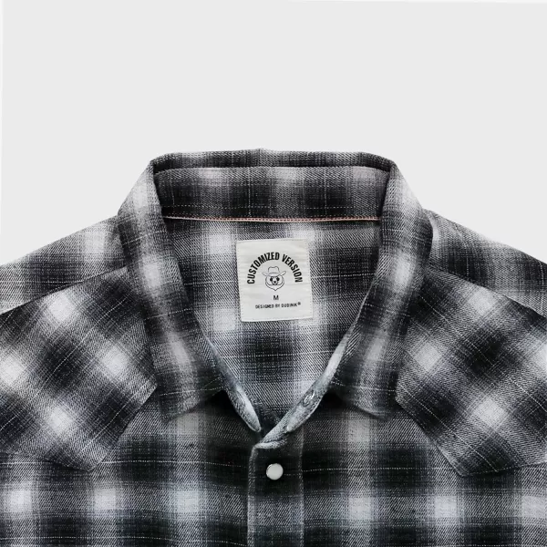 Dubinik® Flannel Shirt for Men Western Cowboy Pearl Snap Shirts for Men Long Sleeve Vintage Buttons Down Plaid Shirt