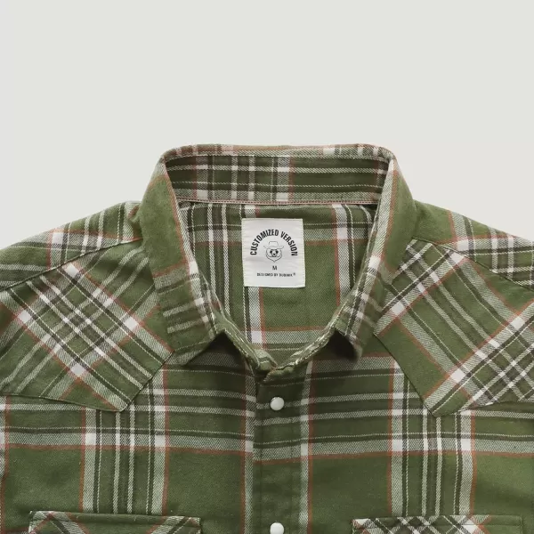 Dubinik® Flannel Shirt for Men Western Cowboy Pearl Snap Shirts for Men Long Sleeve Vintage Buttons Down Plaid Shirt