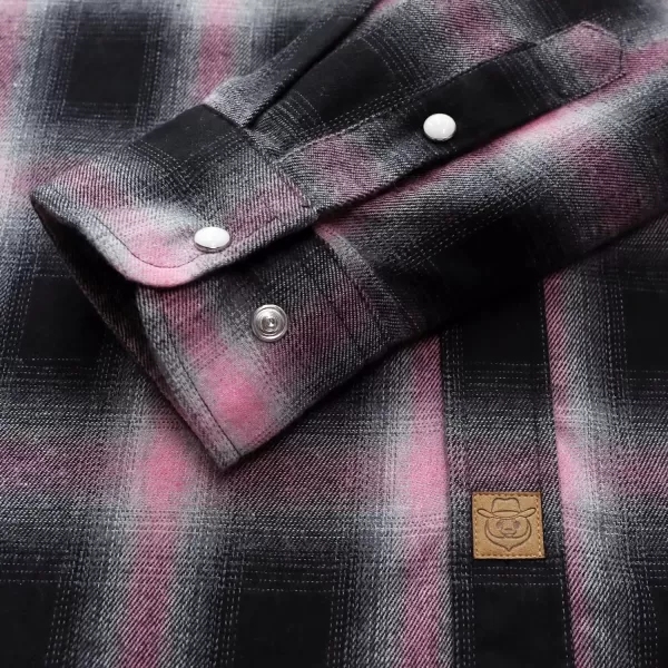 Dubinik® Flannel Shirt for Men Western Cowboy Pearl Snap Shirts for Men Long Sleeve Vintage Buttons Down Plaid Shirt
