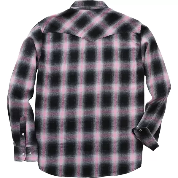 Dubinik® Flannel Shirt for Men Western Cowboy Pearl Snap Shirts for Men Long Sleeve Vintage Buttons Down Plaid Shirt