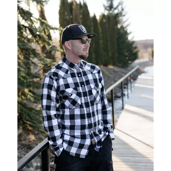 Dubinik® Flannel Shirt for Men Western Cowboy Pearl Snap Shirts for Men Long Sleeve Vintage Buttons Down Plaid Shirt