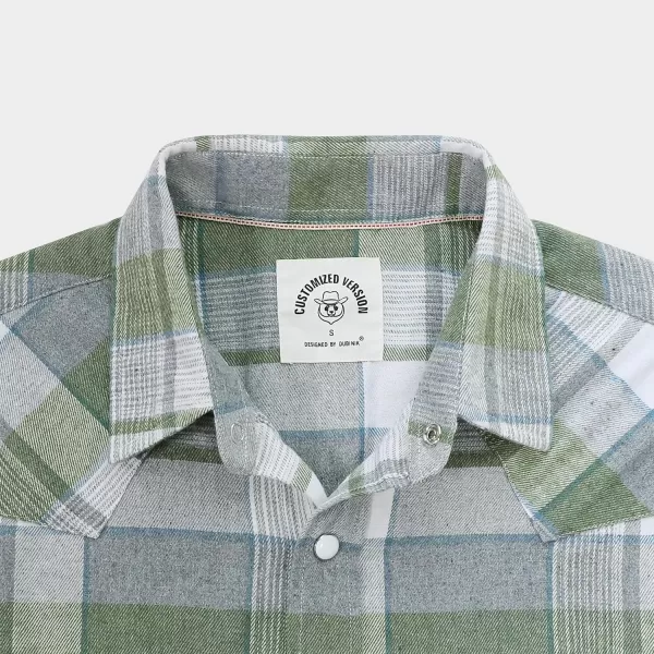 Dubinik® Flannel Shirt for Men Western Cowboy Pearl Snap Shirts for Men Long Sleeve Vintage Buttons Down Plaid Shirt