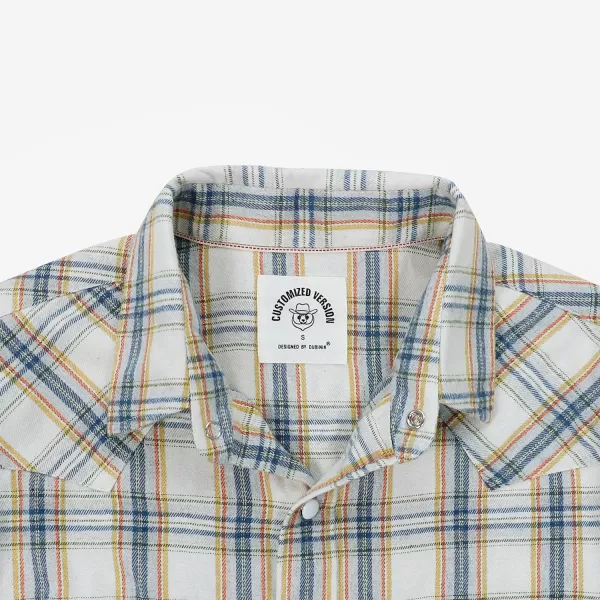 Dubinik® Flannel Shirt for Men Western Cowboy Pearl Snap Shirts for Men Long Sleeve Vintage Buttons Down Plaid Shirt
