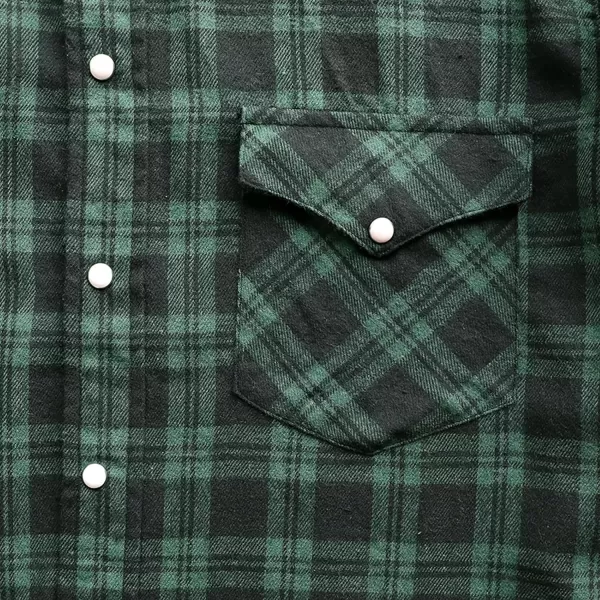 Dubinik® Flannel Shirt for Men Western Cowboy Pearl Snap Shirts for Men Long Sleeve Vintage Buttons Down Plaid Shirt