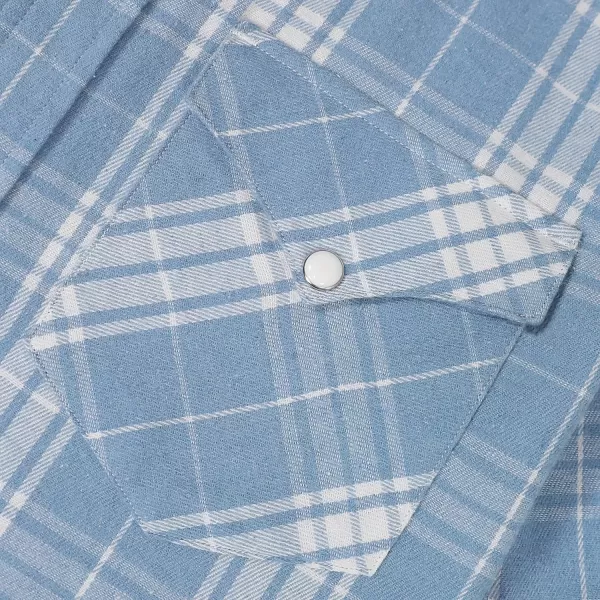 Dubinik® Flannel Shirt for Men Western Cowboy Pearl Snap Shirts for Men Long Sleeve Vintage Buttons Down Plaid Shirt