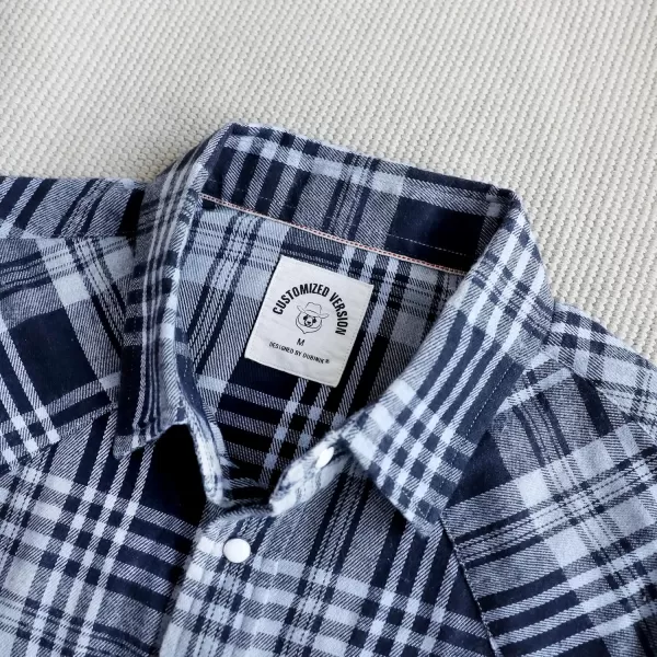 Dubinik® Flannel Shirt for Men Western Cowboy Pearl Snap Shirts for Men Long Sleeve Vintage Buttons Down Plaid Shirt