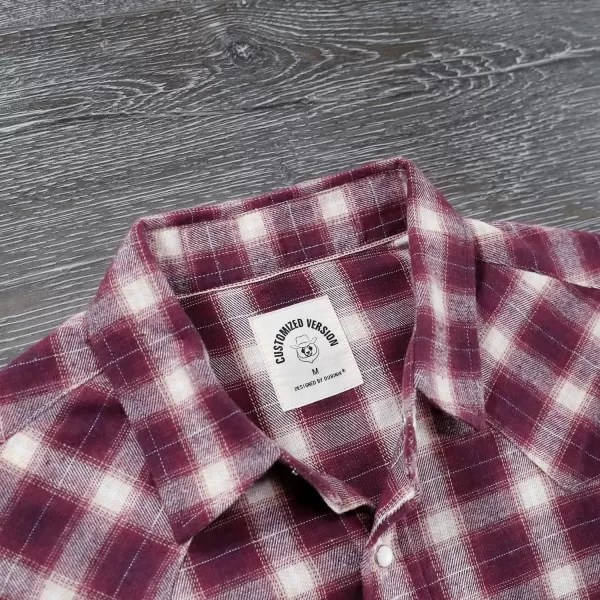 Dubinik® Flannel Shirt for Men Western Cowboy Pearl Snap Shirts for Men Long Sleeve Vintage Buttons Down Plaid Shirt