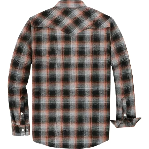 Dubinik® Flannel Shirt for Men Western Cowboy Pearl Snap Shirts for Men Long Sleeve Vintage Buttons Down Plaid Shirt