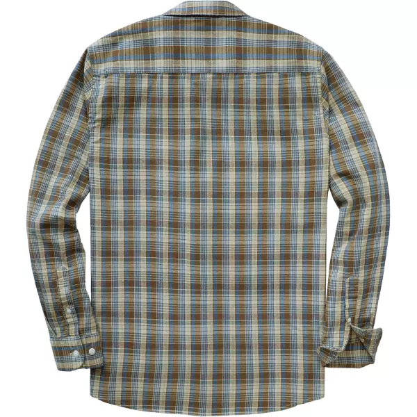 Dubinik® Flannel Shirt for Men Western Cowboy Pearl Snap Shirts for Men Long Sleeve Vintage Buttons Down Plaid Shirt
