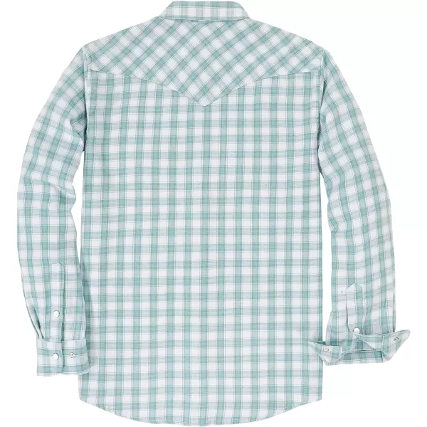 Dubinik® Flannel Shirt for Men Western Cowboy Pearl Snap Shirts for Men Long Sleeve Vintage Buttons Down Plaid Shirt