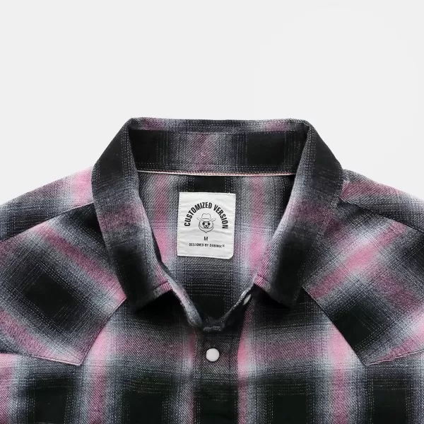 Dubinik® Flannel Shirt for Men Western Cowboy Pearl Snap Shirts for Men Long Sleeve Vintage Buttons Down Plaid Shirt