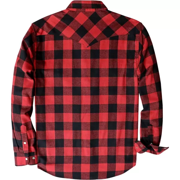 Dubinik® Flannel Shirt for Men Western Cowboy Pearl Snap Shirts for Men Long Sleeve Vintage Buttons Down Plaid Shirt