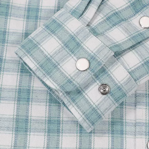 Dubinik® Flannel Shirt for Men Western Cowboy Pearl Snap Shirts for Men Long Sleeve Vintage Buttons Down Plaid Shirt