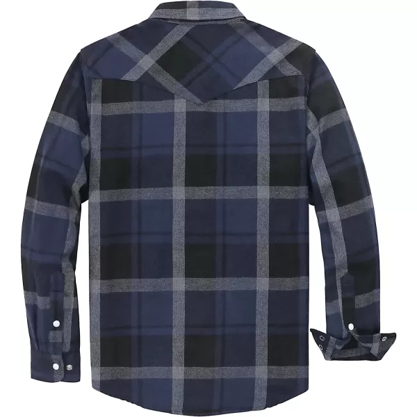Dubinik® Flannel Shirt for Men Western Cowboy Pearl Snap Shirts for Men Long Sleeve Vintage Buttons Down Plaid Shirt