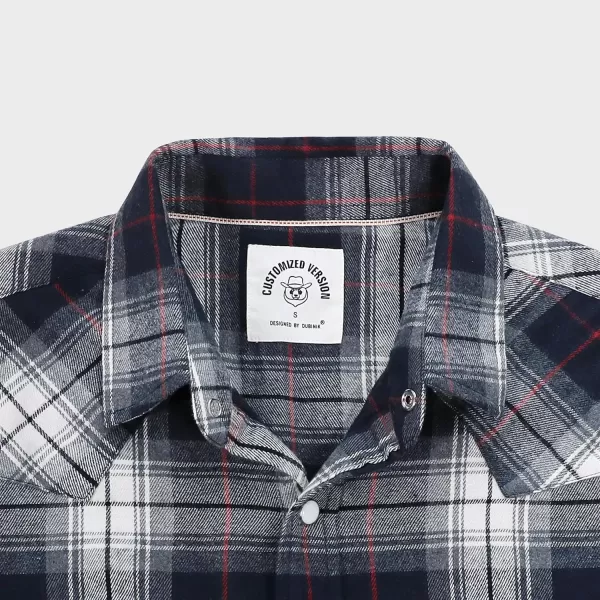 Dubinik® Flannel Shirt for Men Western Cowboy Pearl Snap Shirts for Men Long Sleeve Vintage Buttons Down Plaid Shirt