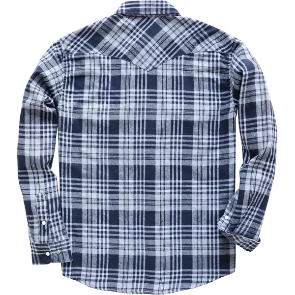 Dubinik® Flannel Shirt for Men Western Cowboy Pearl Snap Shirts for Men Long Sleeve Vintage Buttons Down Plaid Shirt
