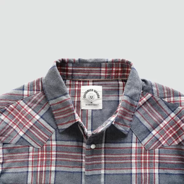 Dubinik® Flannel Shirt for Men Western Cowboy Pearl Snap Shirts for Men Long Sleeve Vintage Buttons Down Plaid Shirt