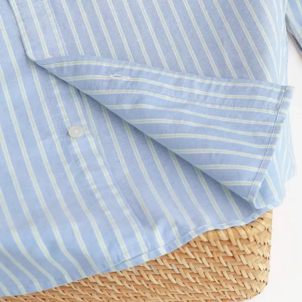 Dubinik® Mens Button Down Long Sleeve Shirts 100% Cotton Plaid Casual Shirt with Pocket