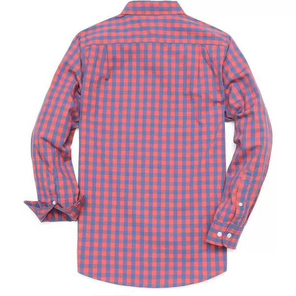 Dubinik® Mens Button Down Long Sleeve Shirts 100% Cotton Plaid Casual Shirt with Pocket