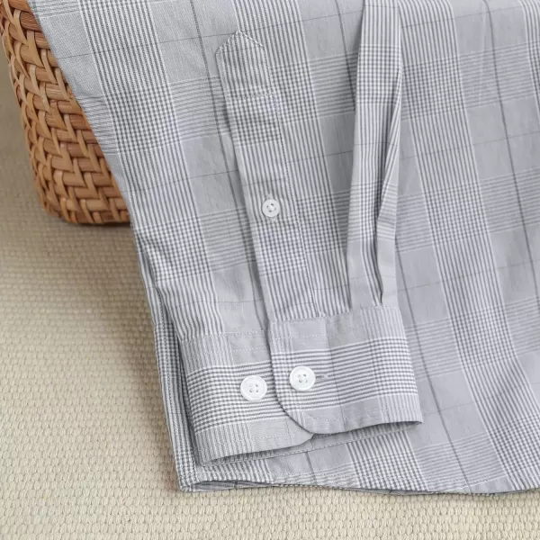 Dubinik® Mens Button Down Long Sleeve Shirts 100% Cotton Plaid Casual Shirt with Pocket
