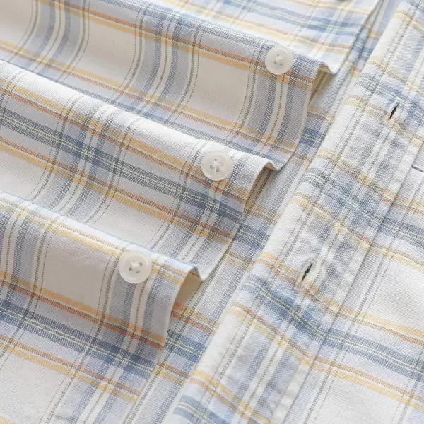 Dubinik® Mens Button Down Long Sleeve Shirts 100% Cotton Plaid Casual Shirt with Pocket