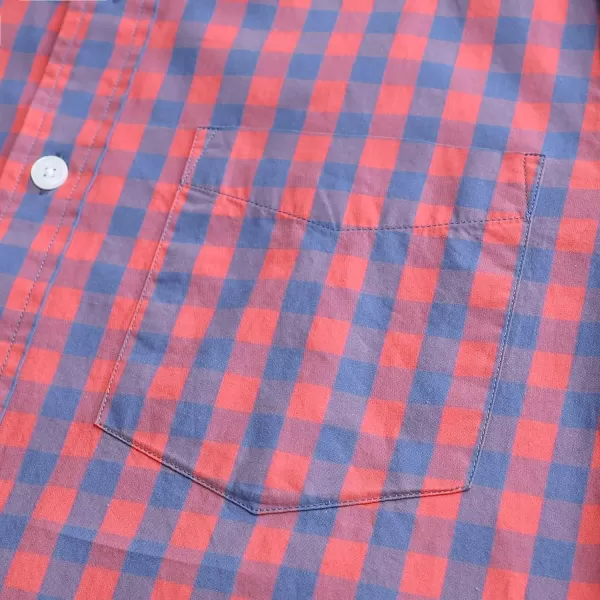 Dubinik® Mens Button Down Long Sleeve Shirts 100% Cotton Plaid Casual Shirt with Pocket
