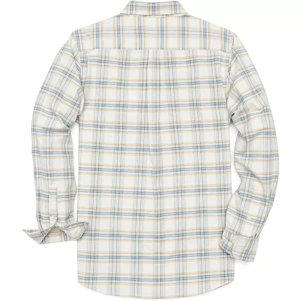 Dubinik® Mens Button Down Long Sleeve Shirts 100% Cotton Plaid Casual Shirt with Pocket