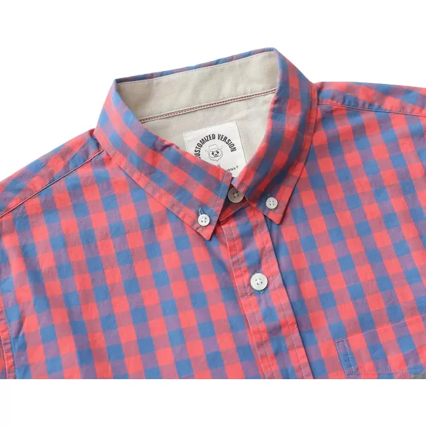 Dubinik® Mens Button Down Long Sleeve Shirts 100% Cotton Plaid Casual Shirt with Pocket