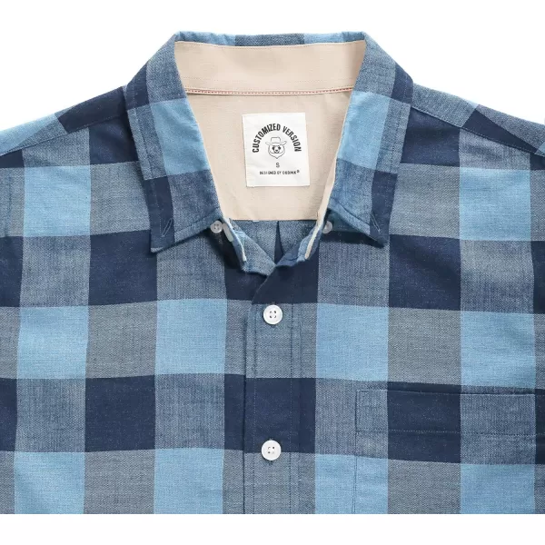 Dubinik® Mens Button Down Short Sleeve Shirt 100% Cotton Plaid Casual Oxford Shirts with Pocket