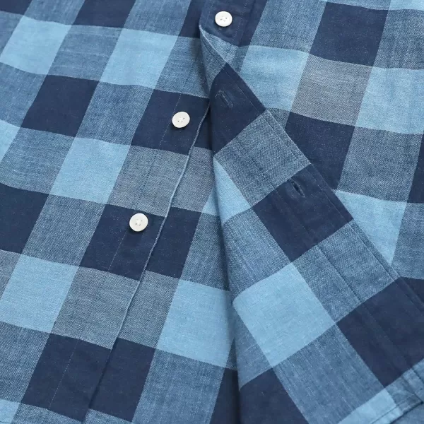 Dubinik® Mens Button Down Short Sleeve Shirt 100% Cotton Plaid Casual Oxford Shirts with Pocket