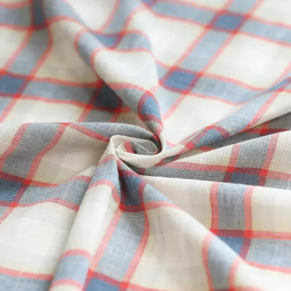 Dubinik® Mens Button Down Short Sleeve Shirt 100% Cotton Plaid Casual Oxford Shirts with Pocket