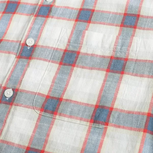Dubinik® Mens Button Down Short Sleeve Shirt 100% Cotton Plaid Casual Oxford Shirts with Pocket