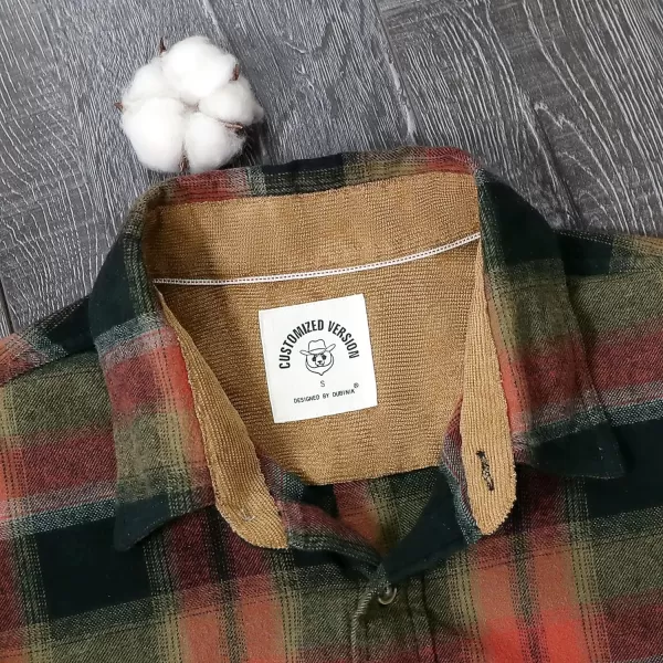 Dubinik® Mens Flannel Shirt Long Sleeve Button Down Plaid All Cotton Soft Brushed Flannel Shirt for Men Utility Casual Shirt