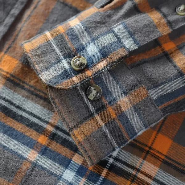 Dubinik® Mens Flannel Shirt Long Sleeve Button Down Plaid All Cotton Soft Brushed Flannel Shirt for Men Utility Casual Shirt