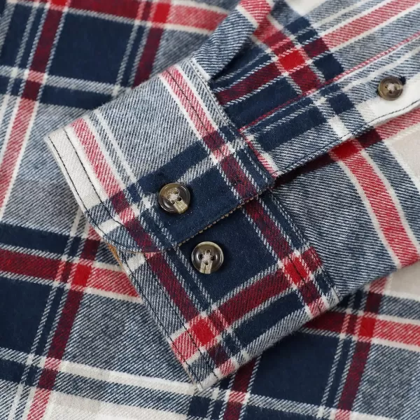 Dubinik® Mens Flannel Shirt Long Sleeve Button Down Plaid All Cotton Soft Brushed Flannel Shirt for Men Utility Casual Shirt