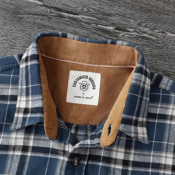 Dubinik® Mens Flannel Shirt Long Sleeve Button Down Plaid All Cotton Soft Brushed Flannel Shirt for Men Utility Casual Shirt